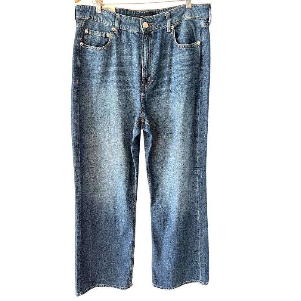 Aeropostale High Rise Wide Leg Jeans Womens 14 NWT Dark Wash Non-Stretch Cotton